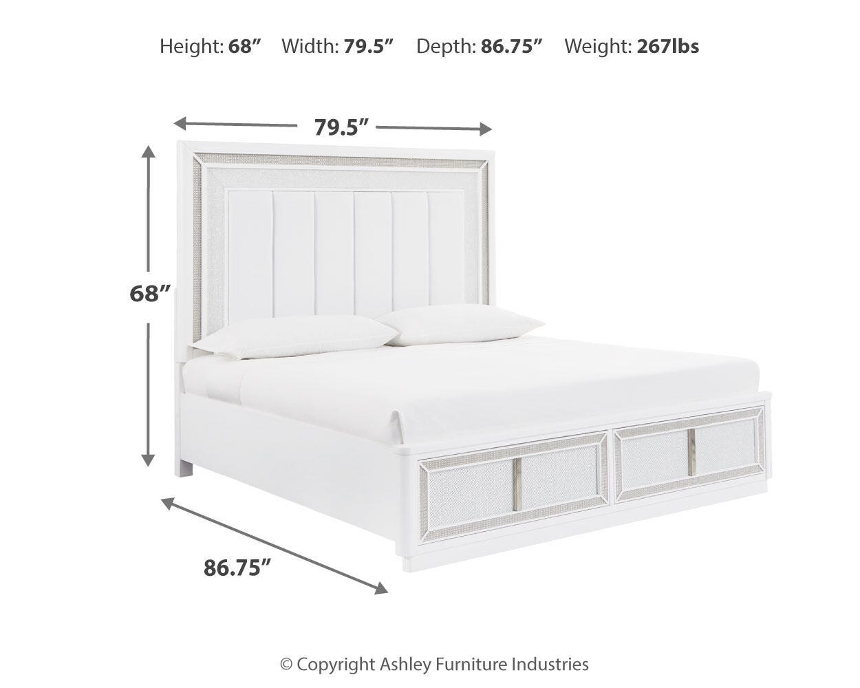 Chalanna Upholstered Storage Bed, Dresser, Mirror, Chest and 2 Nightstands
