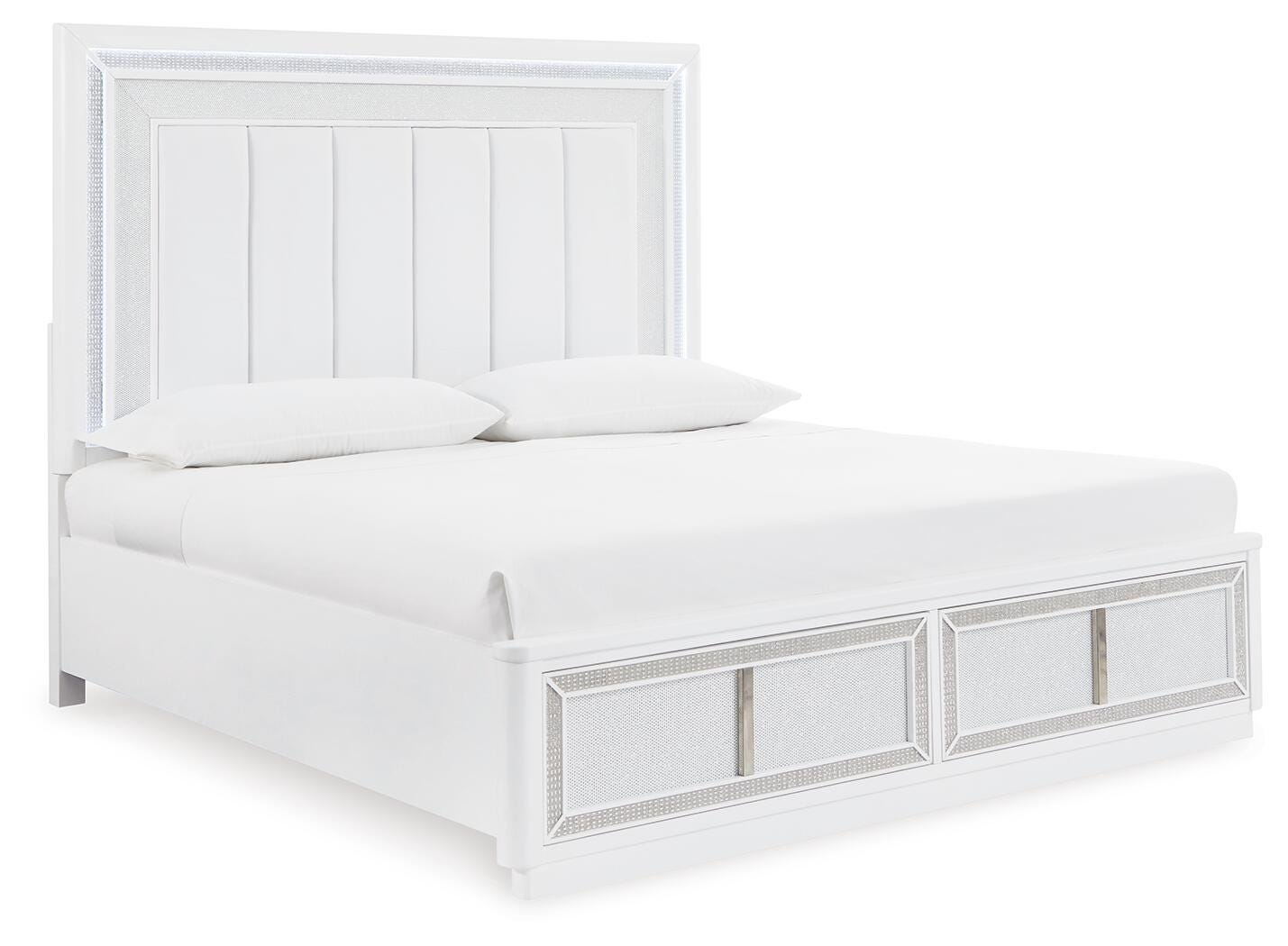 Chalanna Upholstered Storage Bed, Dresser, Mirror, Chest and 2 Nightstands