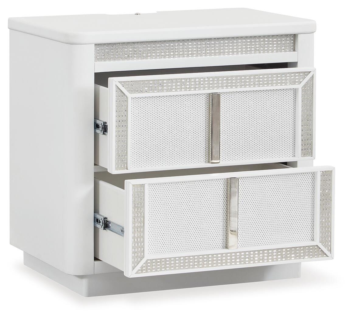 Chalanna Upholstered Storage Bed, Dresser, Mirror, Chest and Nightstand