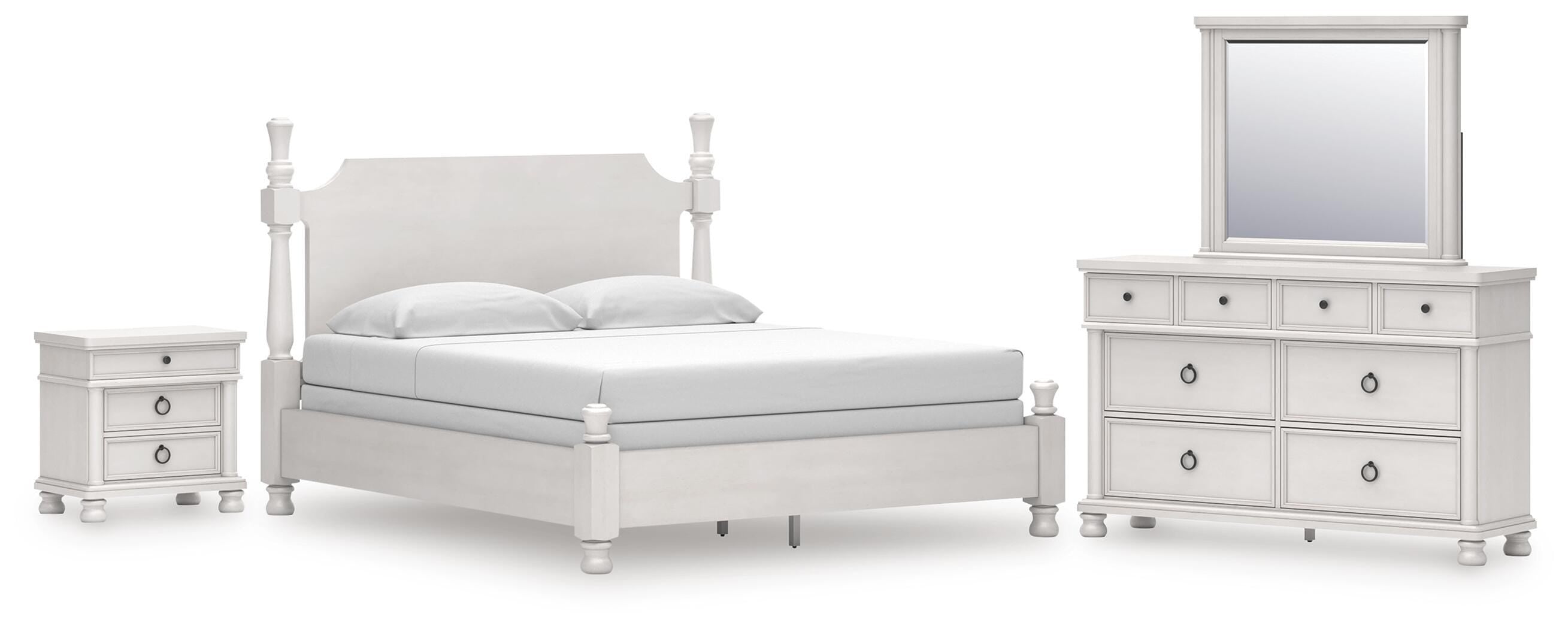 Rowlenstown Poster Bed, Dresser, Mirror and Nightstand