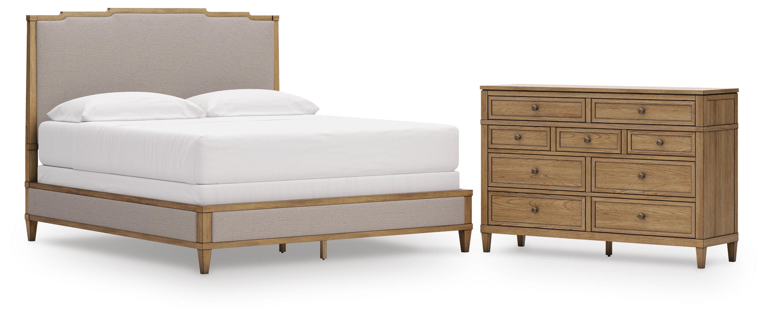 Sharlance Upholstered Panel Bed and Dresser