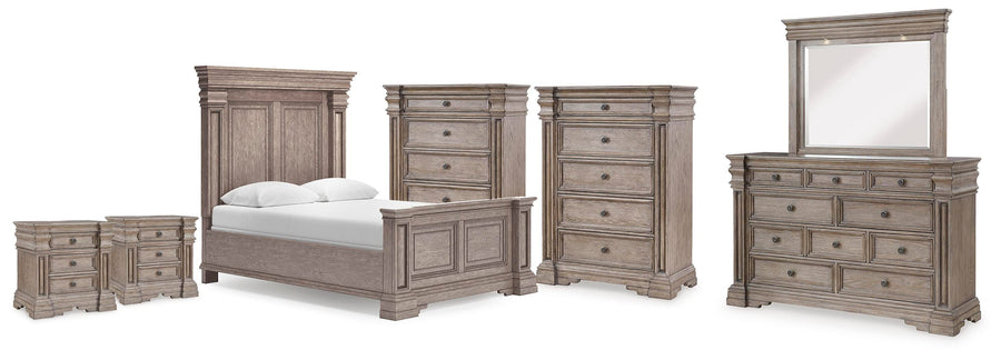 Blairhurst Panel Bed. Dresser, Mirror, 2 Chests and 2 Nightstands