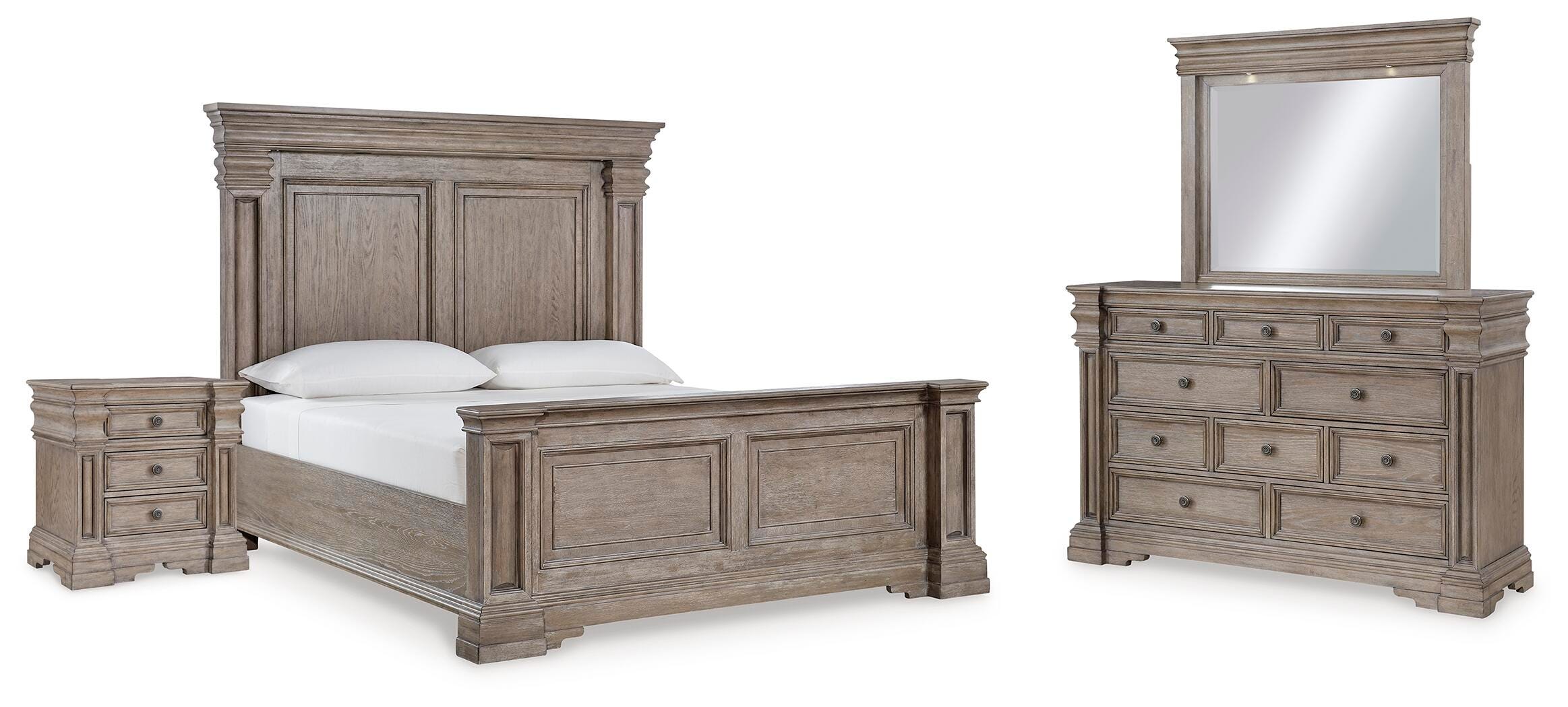 Blairhurst Panel Bed with Mirrored Dresser and Nightstand