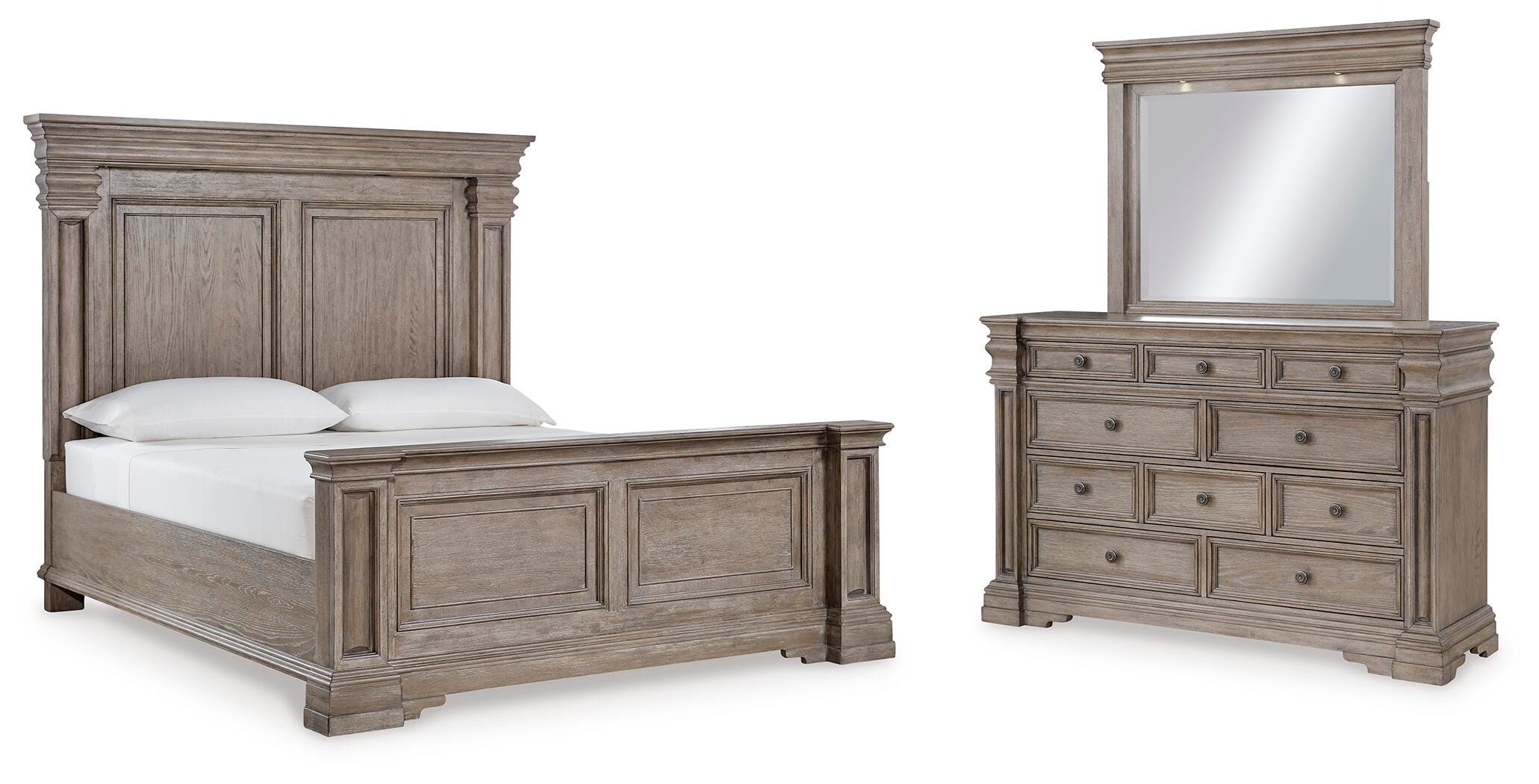 Blairhurst Panel Bed with Mirrored Dresser