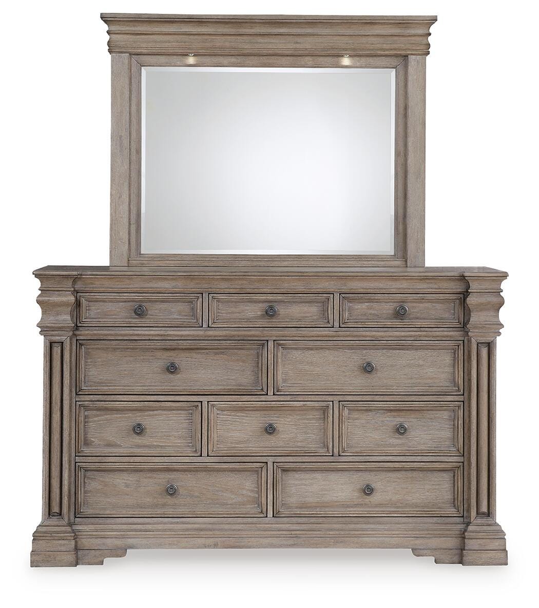 Blairhurst Panel Bed with Mirrored Dresser and Nightstand