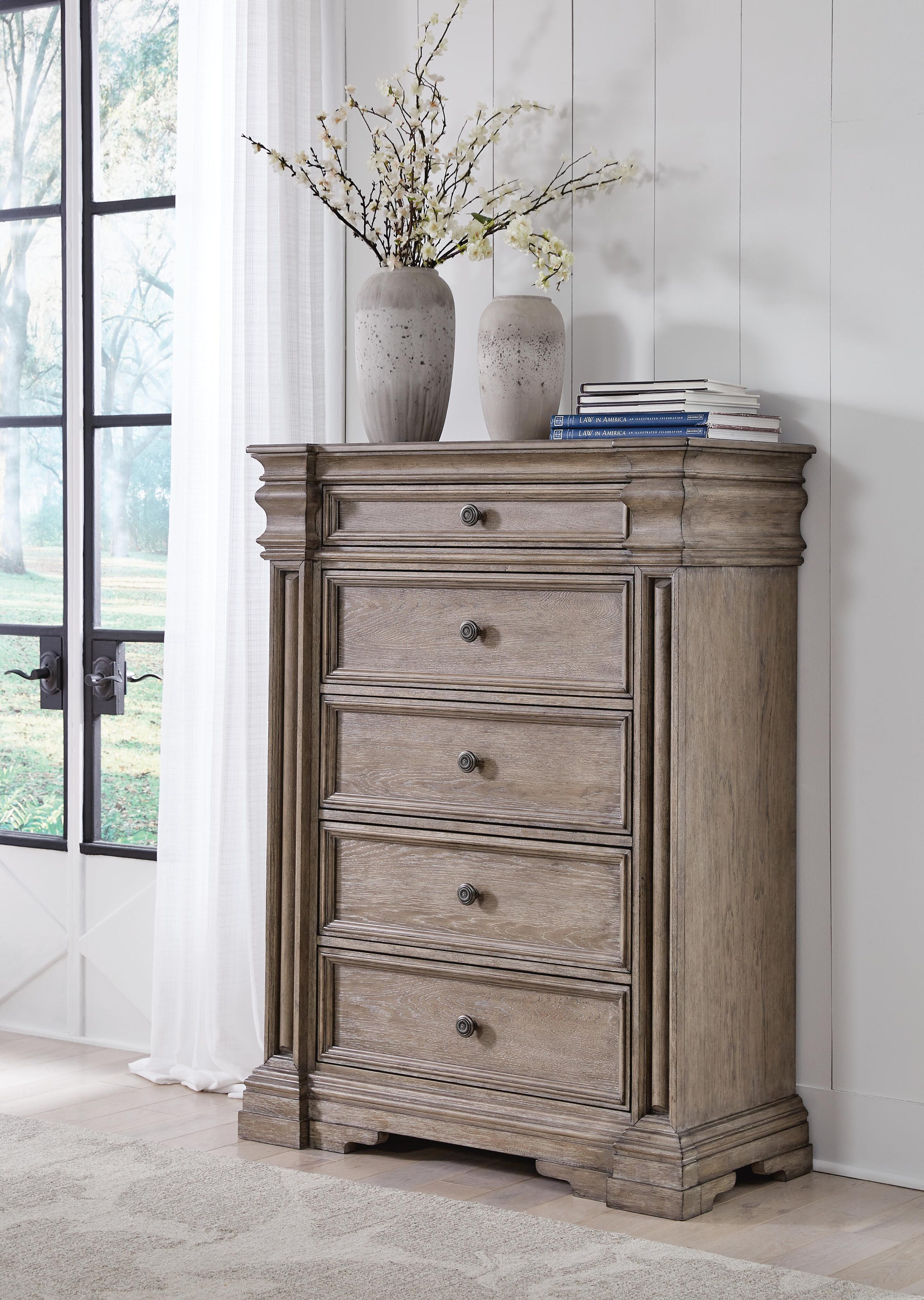 Blairhurst Panel Bed, Dresser, Mirror, 2 Chests and Nightstand
