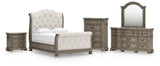 Ardenfield Upholstered Sleigh Bed, Dresser, Mirror, Chest and Nightstand