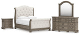Ardenfield Upholstered Sleigh Bed, Dresser, Mirror and Nightstand