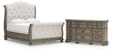 Ardenfield Upholstered Sleigh Bed and Dresser