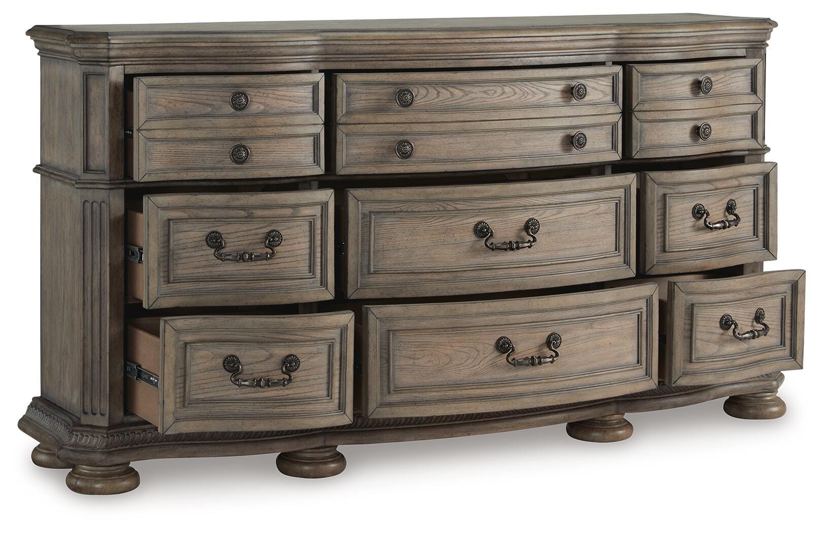Ardenfield Upholstered Sleigh Bed and Dresser