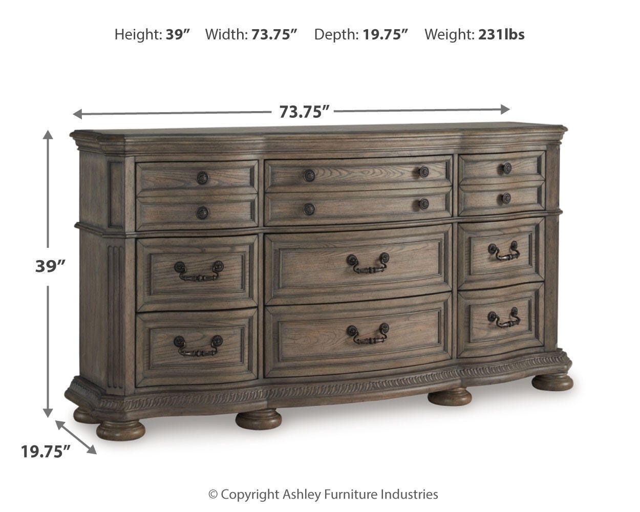 Ardenfield Upholstered Sleigh Bed, Dresser and 2 Nightstands
