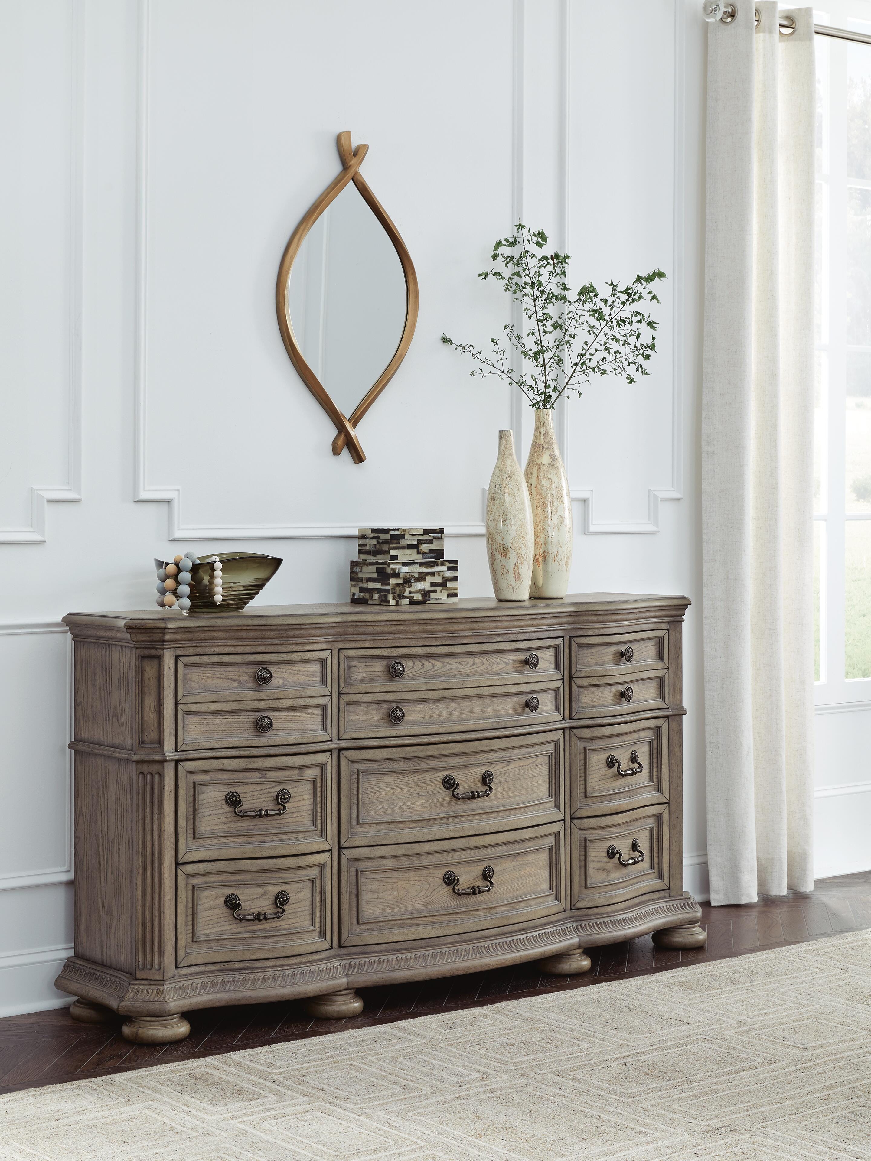 Ardenfield Upholstered Sleigh Bed and Dresser