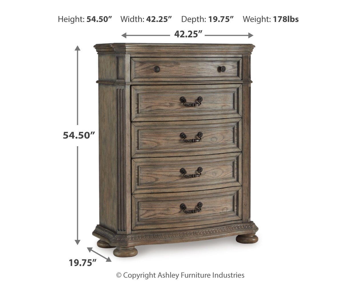 Ardenfield Upholstered Sleigh Bed, Dresser, Mirror, Chest and 2 Nightstands