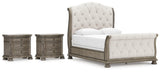 Ardenfield Upholstered Sleigh Bed and 2 Nightstands