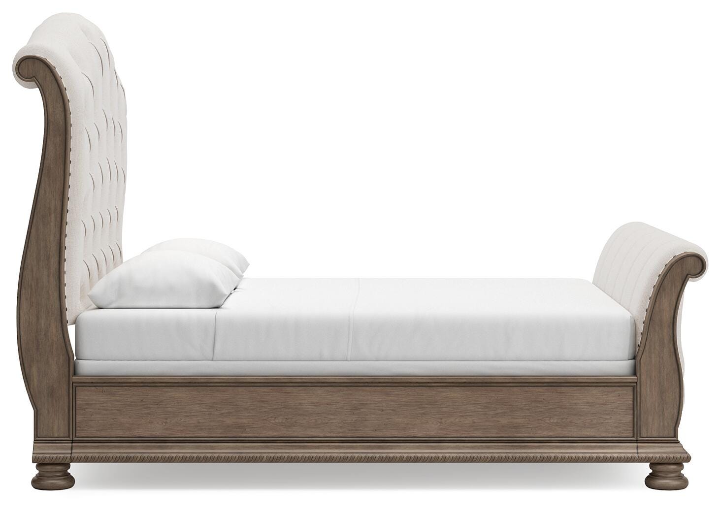 Ardenfield Upholstered Sleigh Bed, Dresser and Mirror