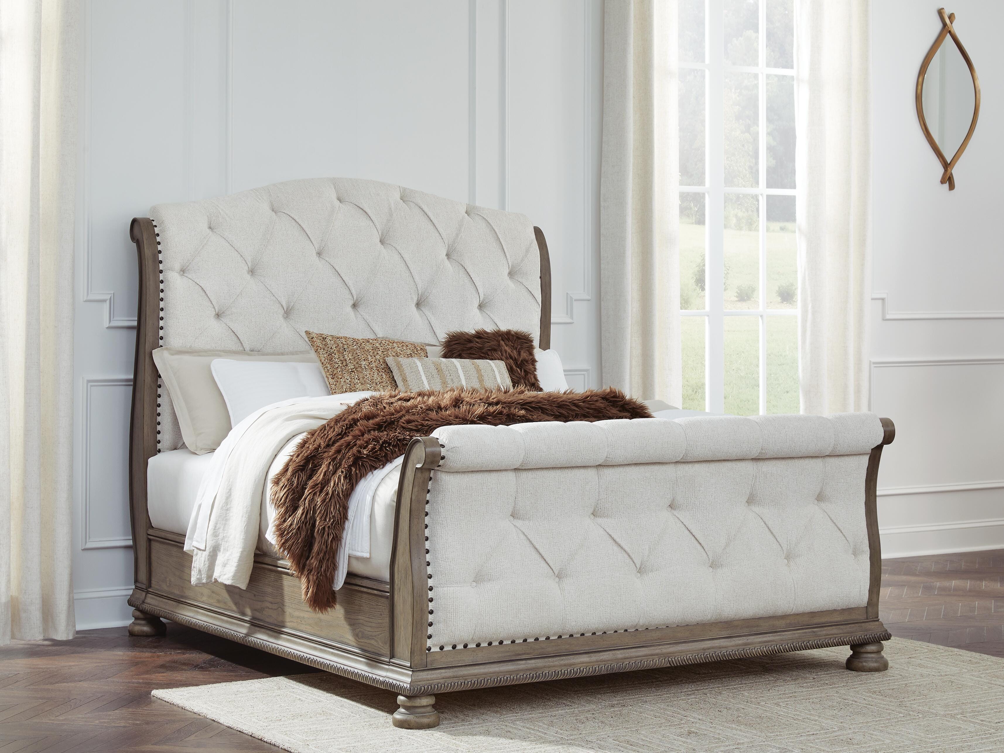Ardenfield Upholstered Sleigh Bed, Dresser and 2 Nightstands
