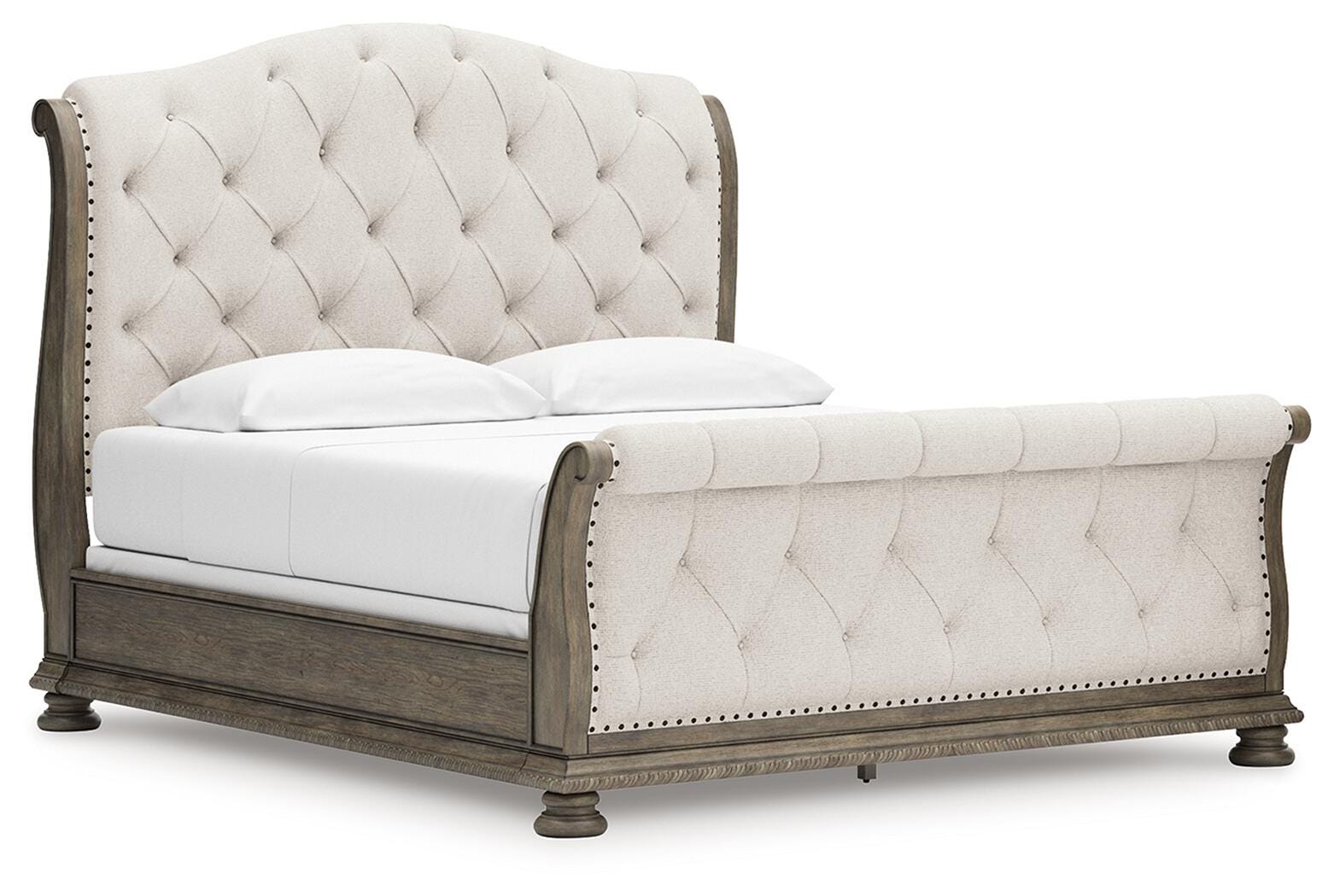 Ardenfield Upholstered Sleigh Bed, Dresser, Mirror, Chest and Nightstand