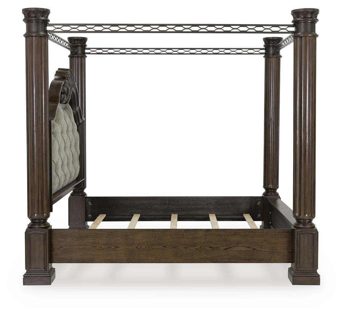Maylee Canopy Bed, Dresser, Mirror and Nightstand