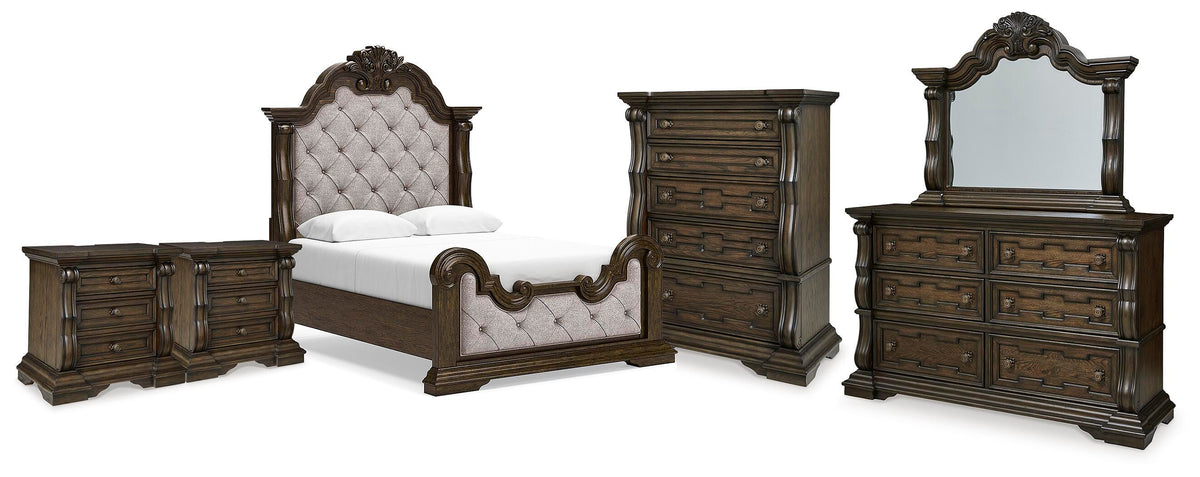 Maylee Panel Bed, Dresser, Mirror, Chest and 2 Nightstands