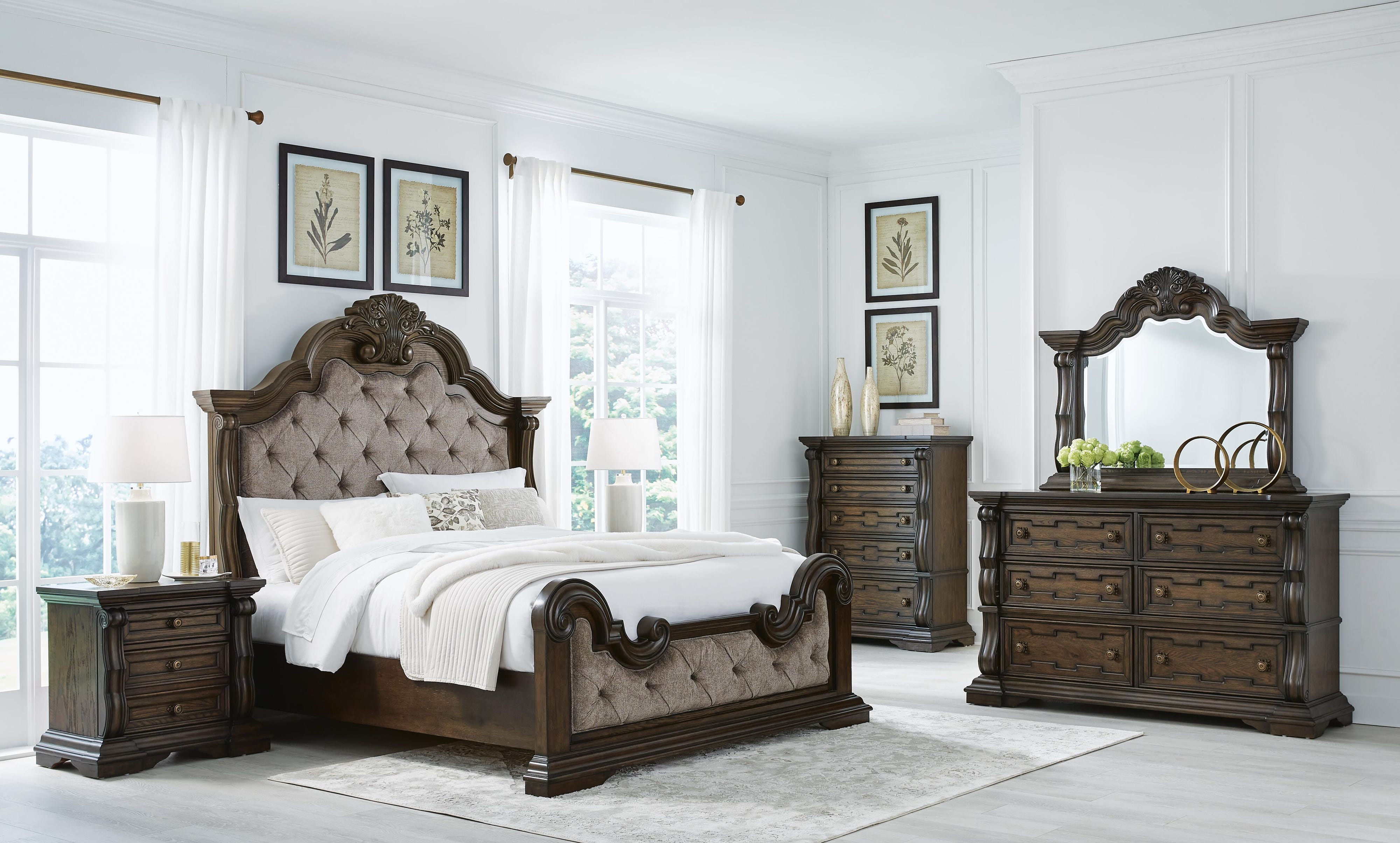 Maylee Upholstered Bed with Dresser