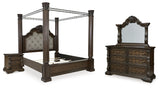 Maylee Canopy Bed, Dresser, Mirror and Nightstand
