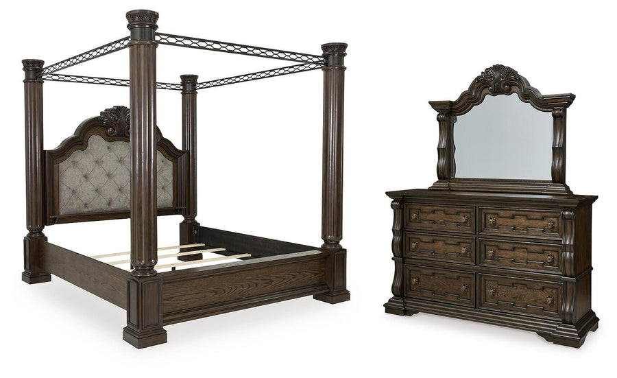 Maylee Canopy Bed, Dresser and Mirror