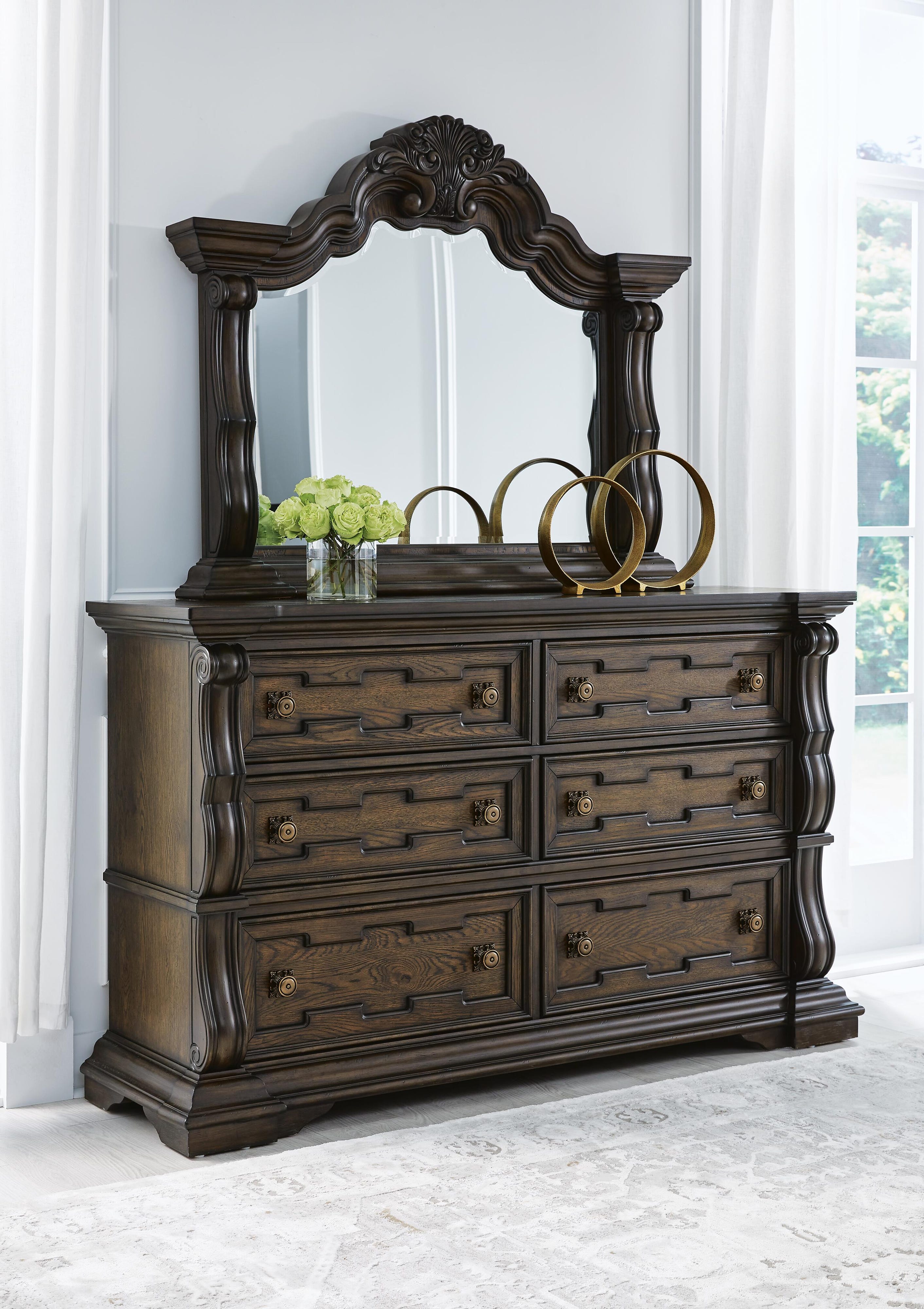 Maylee Canopy Bed, Dresser and Mirror