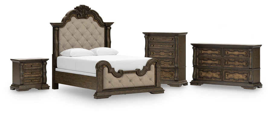 Maylee Upholstered Bed, Dresser, Chest and Nightstand