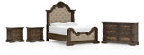 Maylee Upholstered Panel Bed, Dresser and 2 Nightstands