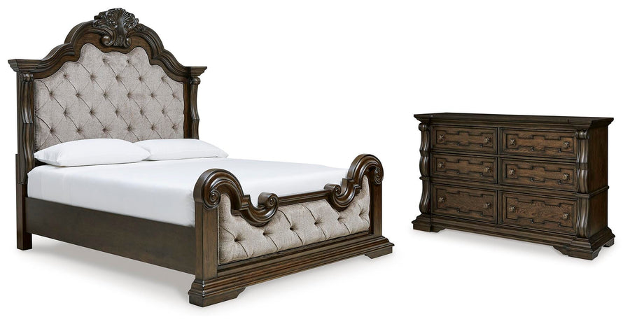 Maylee Upholstered Bed with Dresser