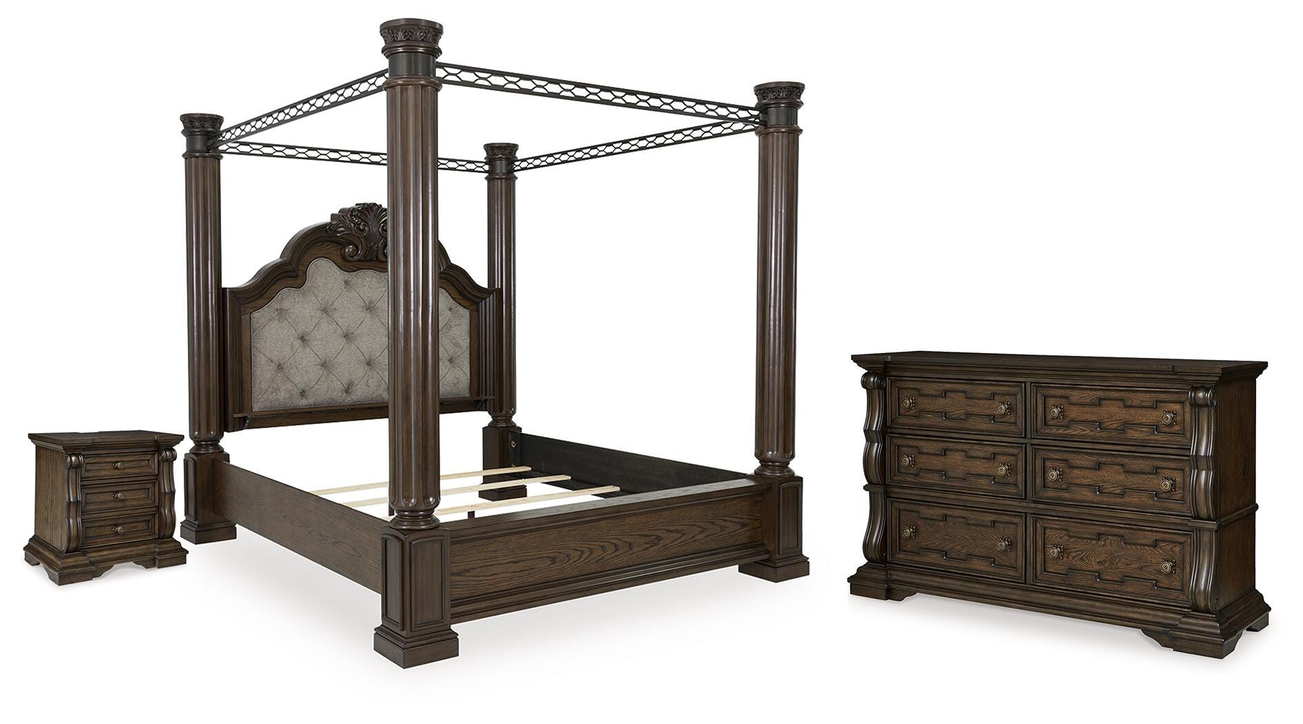 Maylee Canopy Bed, Dresser and Nightstand