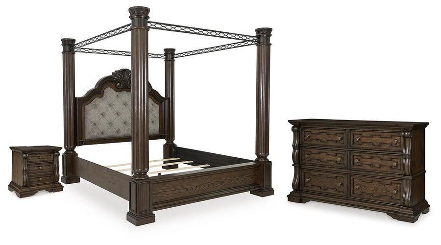 Maylee Canopy Bed, Dresser and Nightstand