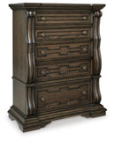 Maylee Upholstered Panel Bed, Chest and 2 Nightstands