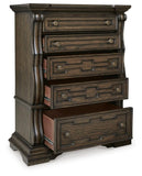 Maylee Upholstered Panel Bed, Chest and 2 Nightstands