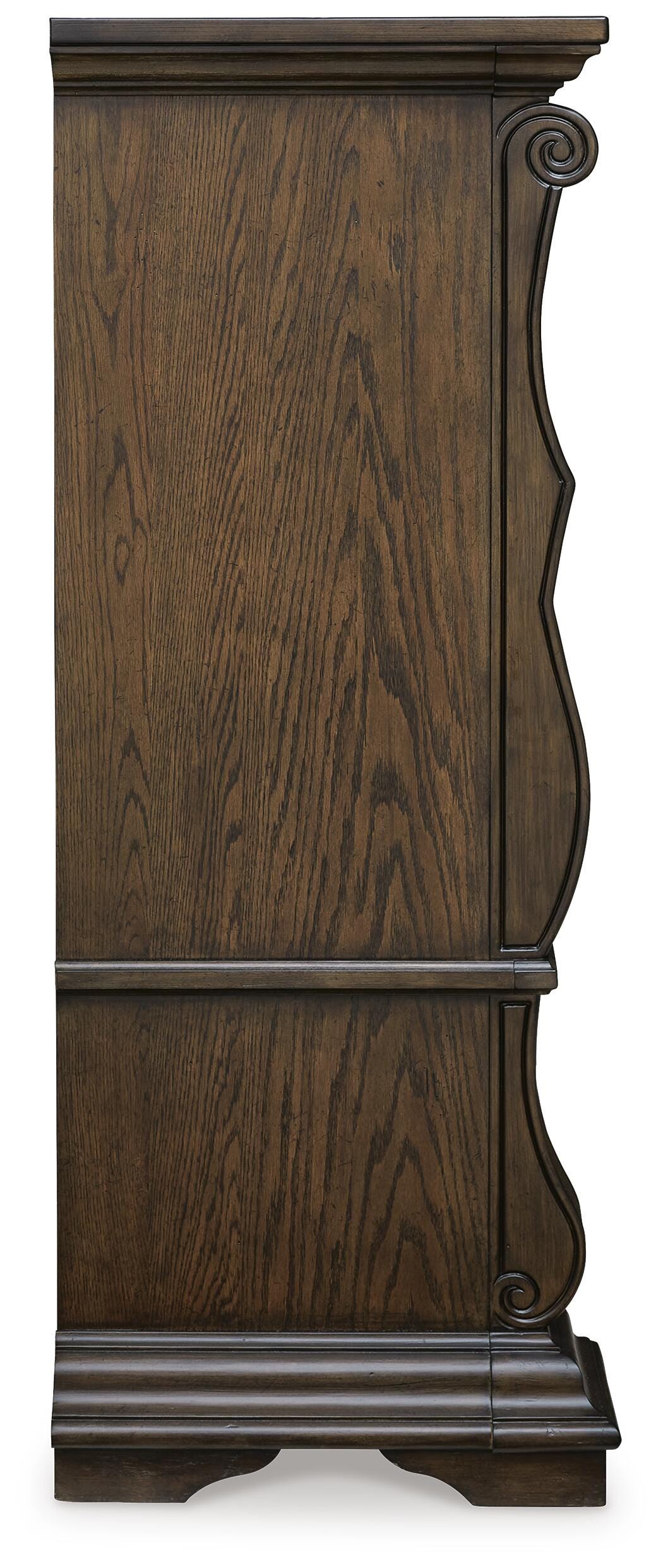 Maylee Canopy Bed, Dresser, Mirror and Chest