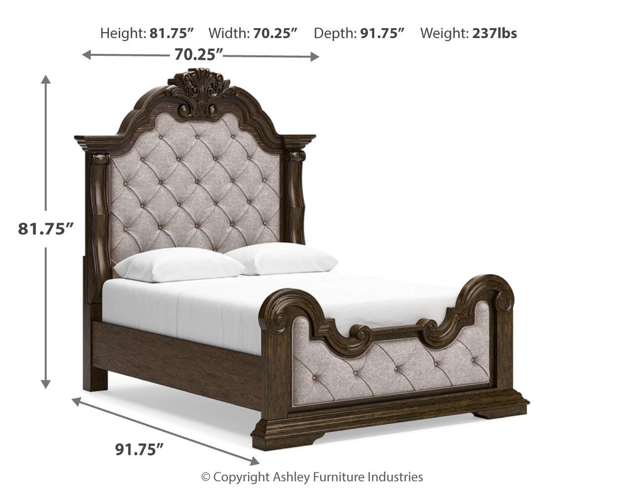 Maylee Upholstered Panel Bed, Dresser, Mirror and Nightstand