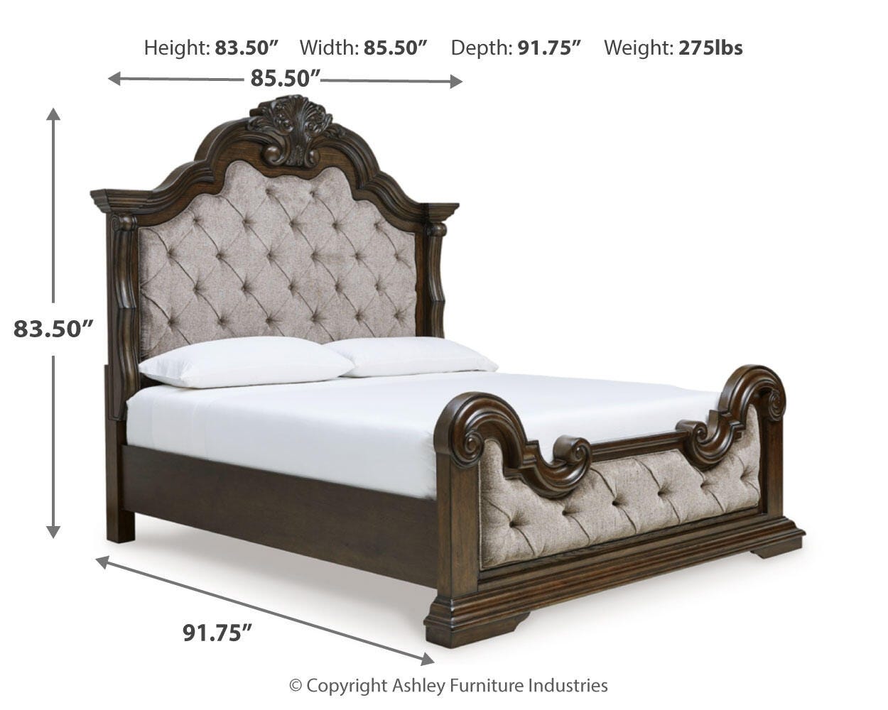 Maylee Upholstered Panel Bed, Chest and 2 Nightstands