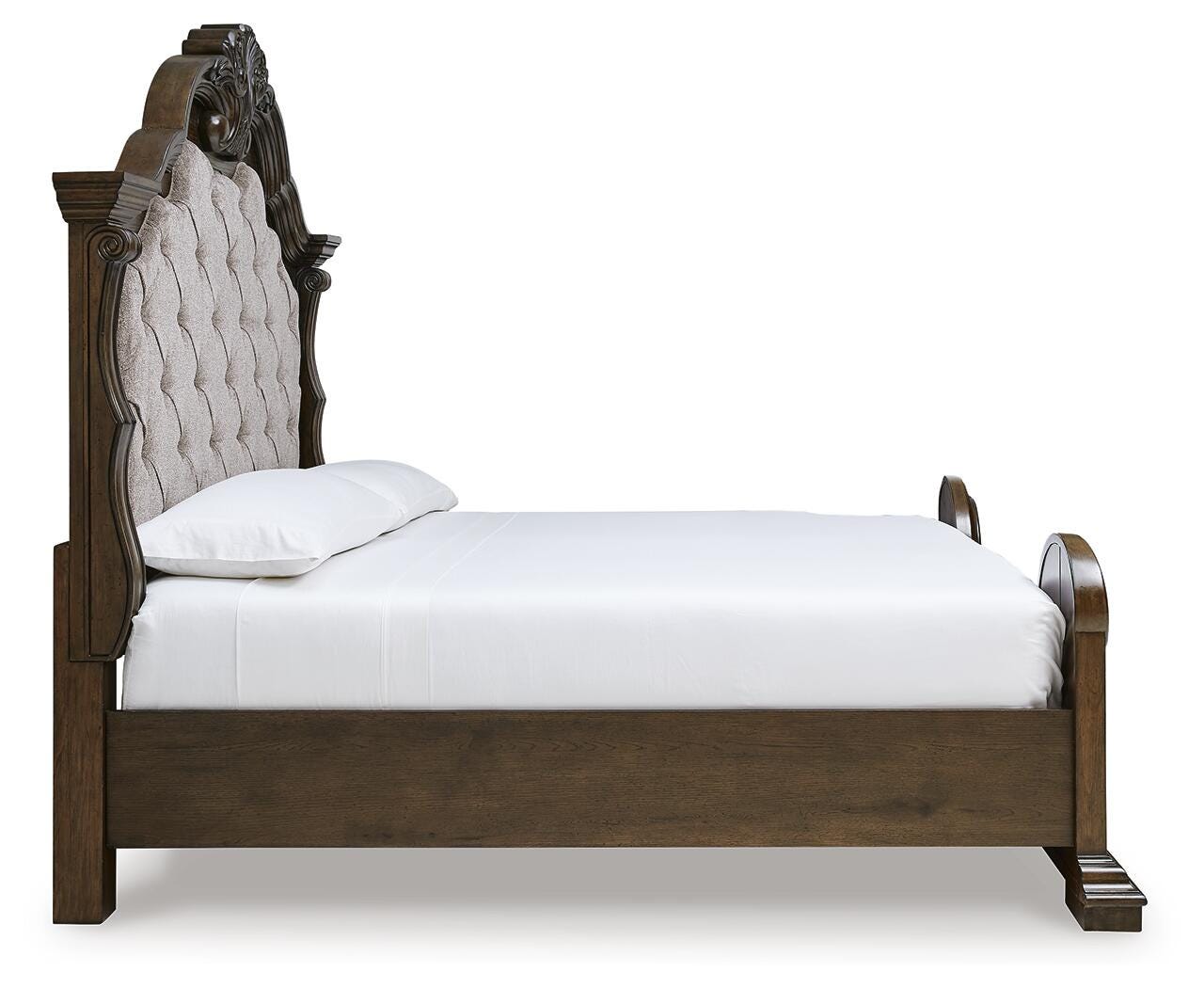 Maylee Upholstered Bed, Dresser, Mirror and Chest