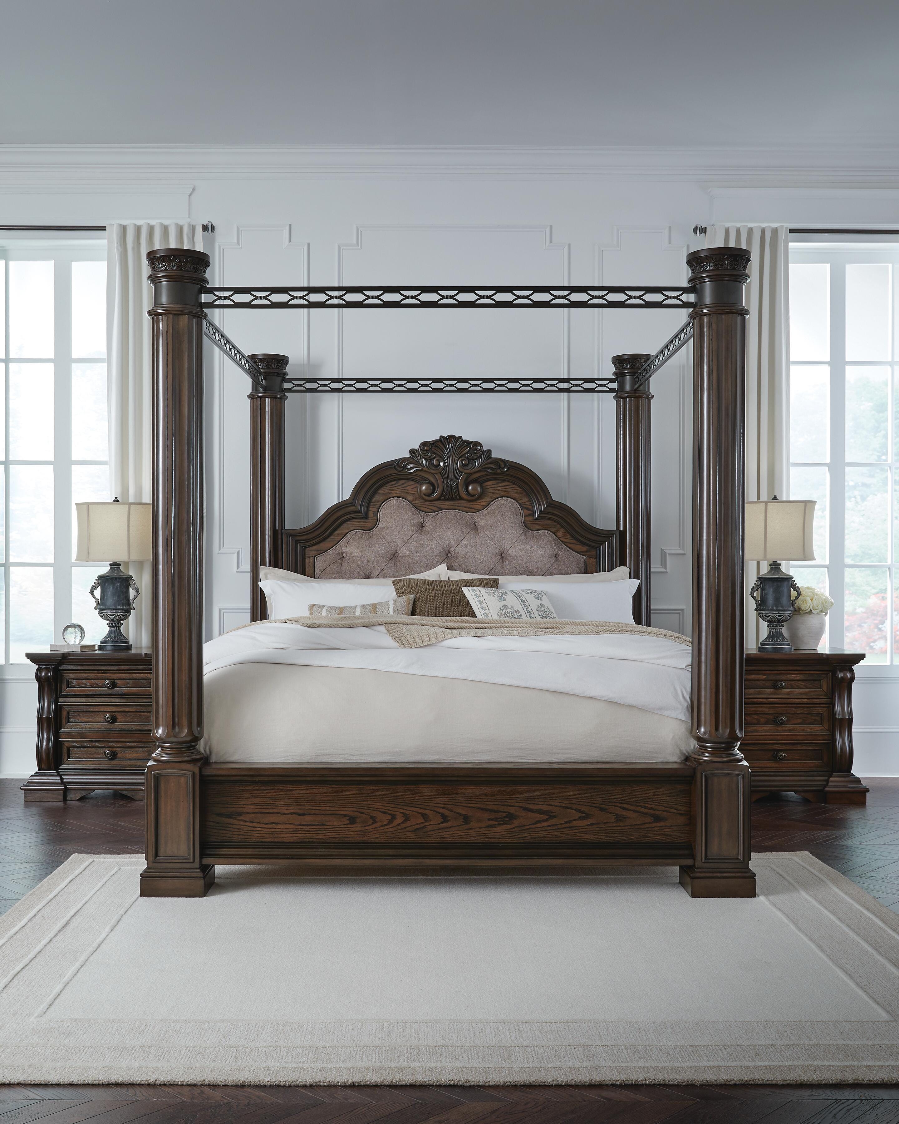 Maylee Canopy Bed, Dresser, Mirror, Chest and 2 Nightstands
