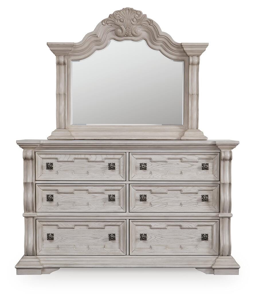 Bruchandi Upholstered Panel Bed, Dresser and Mirror