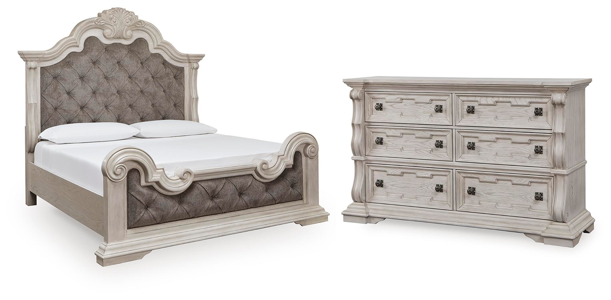 Bruchandi Upholstered Panel Bed and Dresser