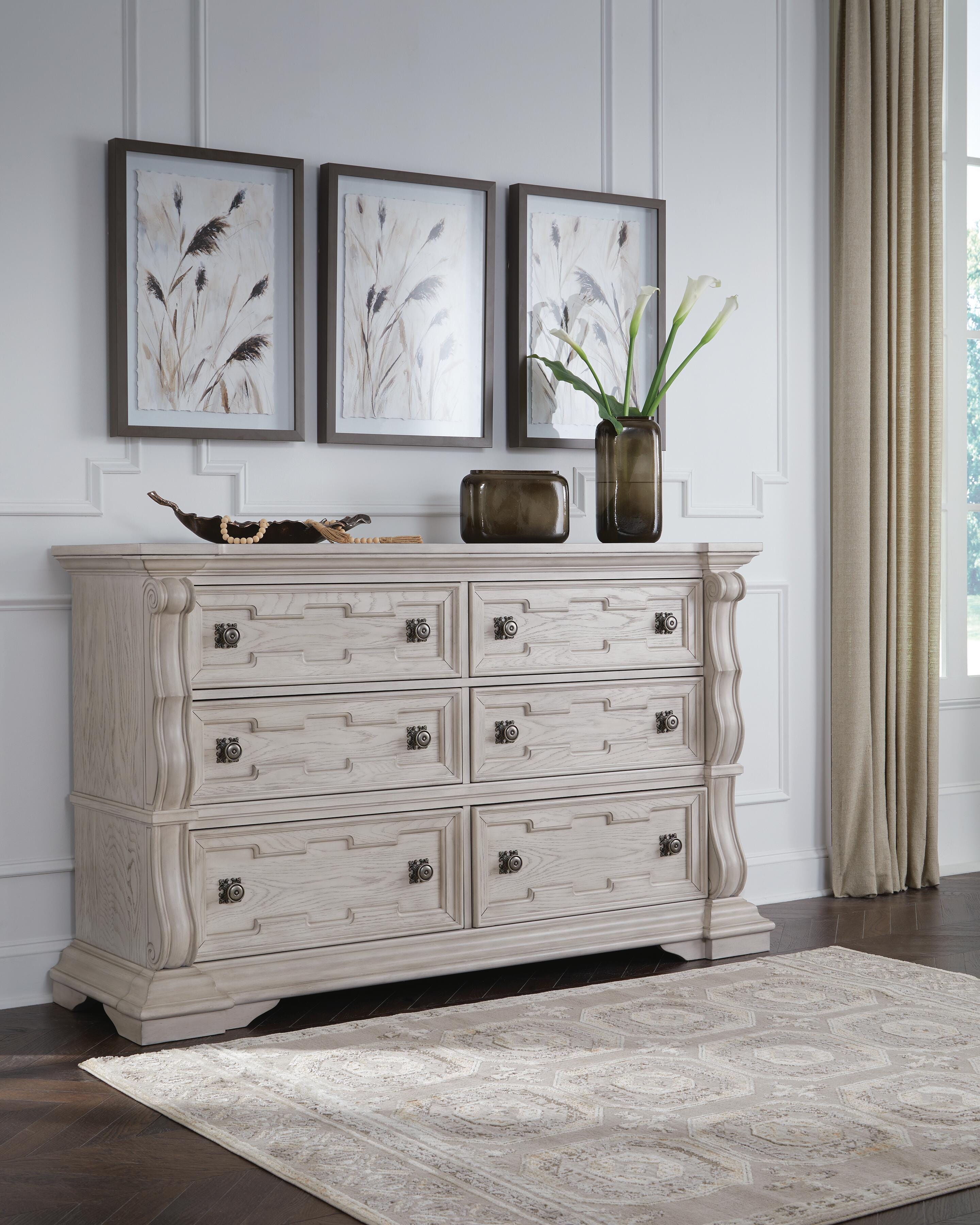 Bruchandi Upholstered Panel Bed, Dresser and Chest