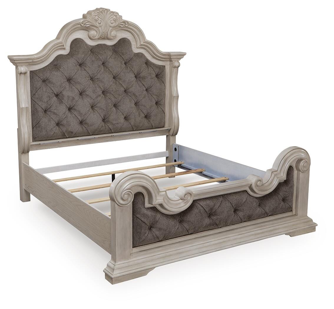 Bruchandi Upholstered Panel Bed, Dresser, Mirror and Nightstand