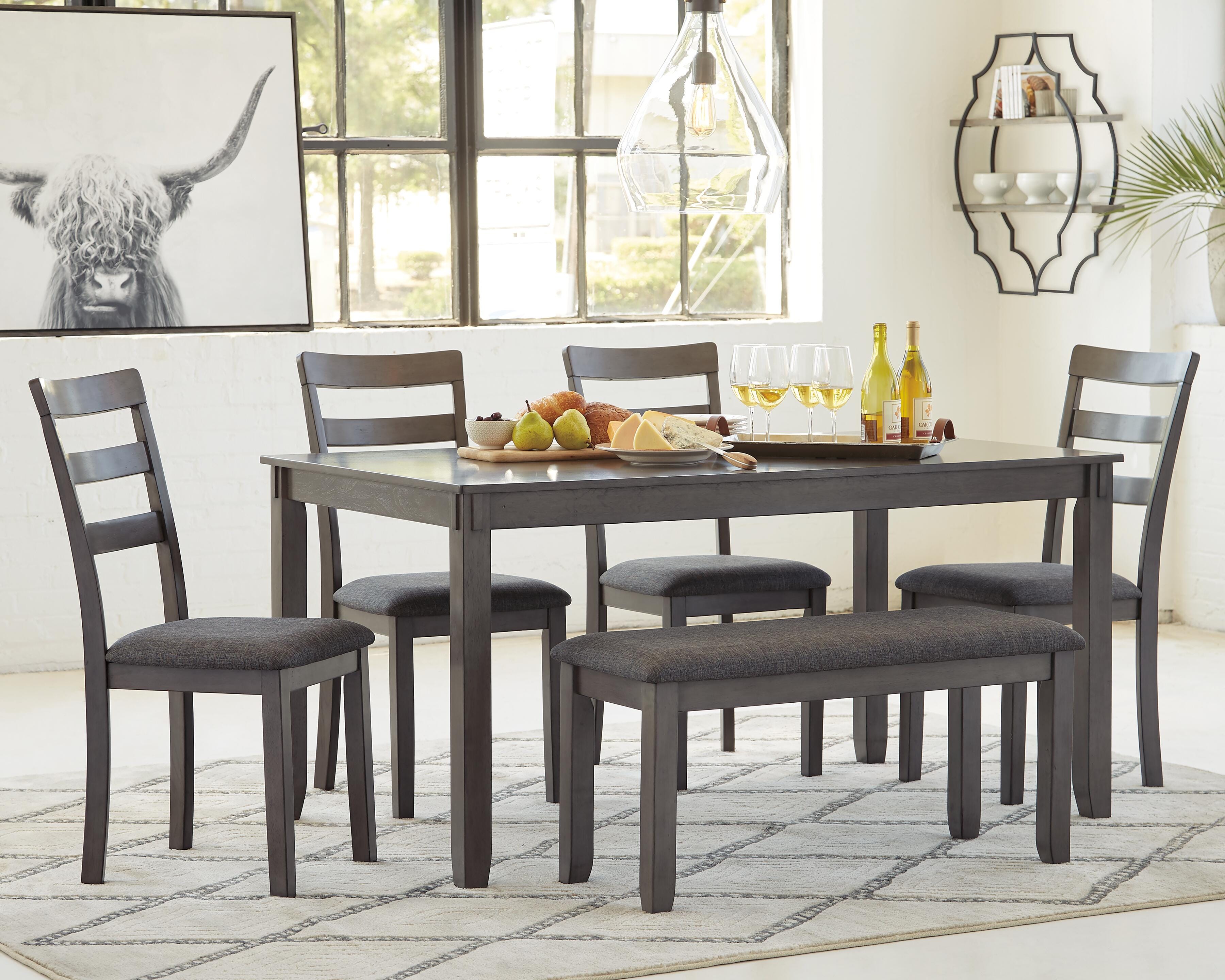 Keaton Dining Table and Chairs with Bench (Set of 6)