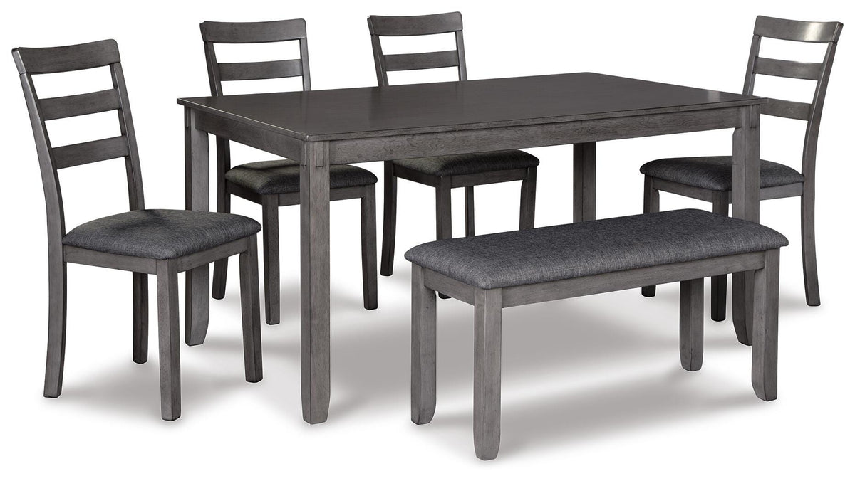 Keaton Dining Table and Chairs with Bench (Set of 6)