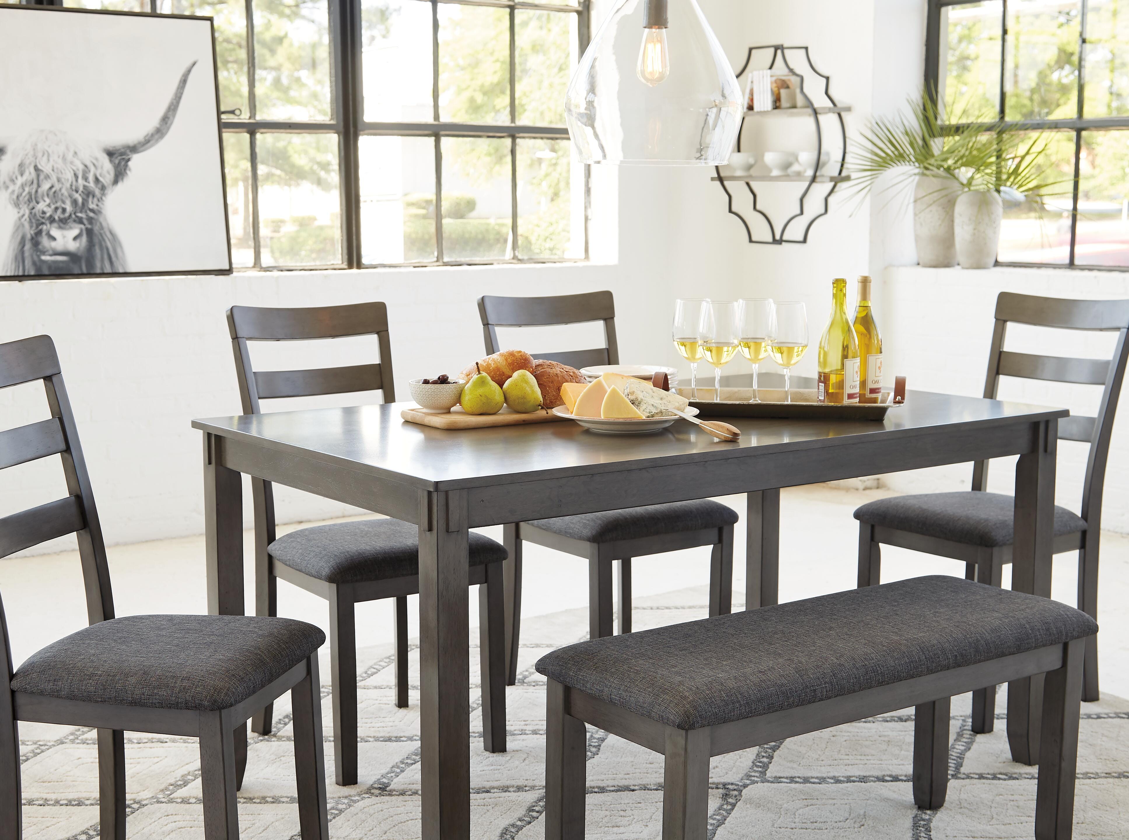 Keaton Dining Table and Chairs with Bench (Set of 6)