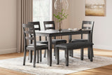 Keaton Dining Table and Chairs with Bench (Set of 6)