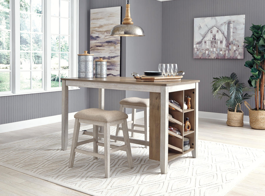 Skempton Counter Height Dining Table and 2 Bar Stools