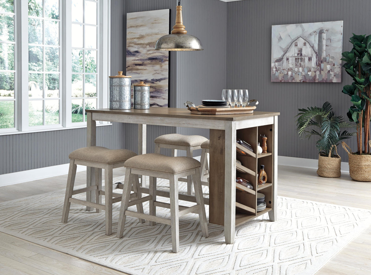 Skempton Counter Height Dining Table and 4 Bar Stools
