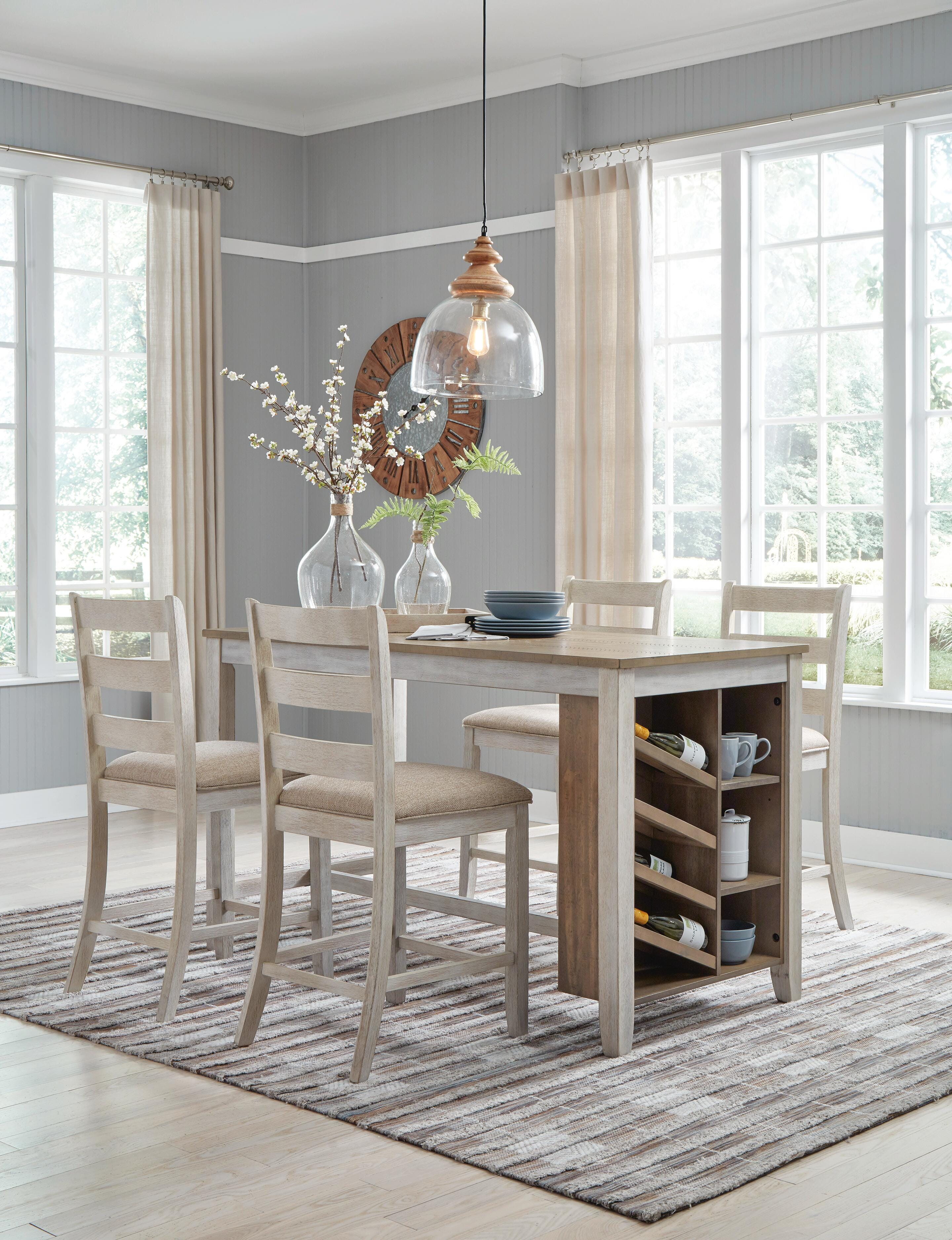 Skempton Counter Height Dining Table and 4 Bar Stools